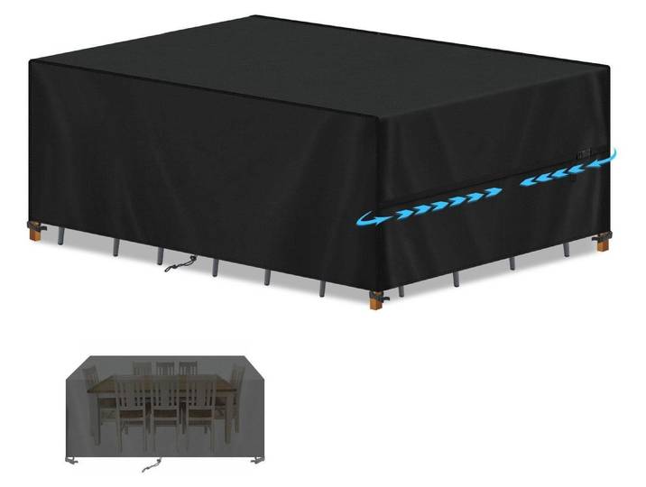 Abdeckplane Gartenmöbel 420D Oxford Wasserdicht UV-Schutz 220x110x75cm Schwarz