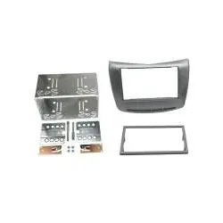 Einbaurahmen 2-DIN Radioblende silber mit Metallkäfig für Lancia Delta ab 2009