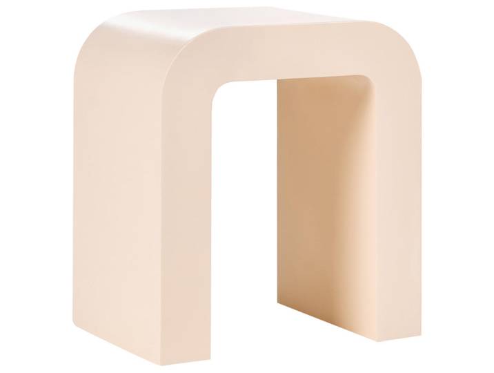 Beliani Beistelltisch Hellbeige Enid, Beige, Rund, 40x46x30 cm, Wohnzimmer, Wohnzimmertische, Beistelltische