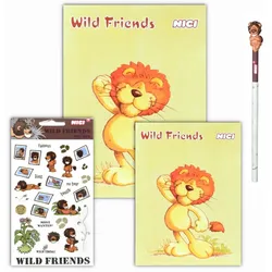 NICI - Wild Friends Schreibwaren-Set 4-teilig (2x Notizblöcke, Stift, Sticker)