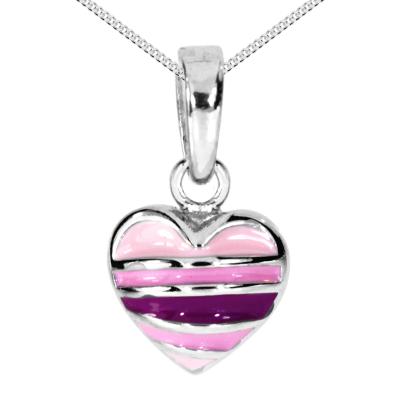 Kette mit Anhänger OSTSEE-SCHMUCK "Ostsee-Schmuck Kette mit Anhänger kleines Herz" Gr. 45, rosa, Halsketten, Damen, 45cm, Silber 925 (Sterlingsilber), L: 40