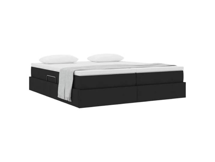 KTHLBRH Boxspringbett mit Matratze, schwarz, 200 x 200 cm Hydraulikheber, Metallrahmen, Kaiser, 280 kg Kapazität