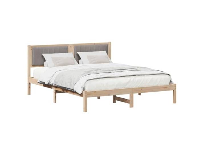 KTHLBRH Bett mit Kopfteil, taupe beschichtet, 150 x 200 cm, Kiefer massiv Robuste Konstruktion, stabile Beine, pflegeleicht, schnelle Montage, modernes Zimmer