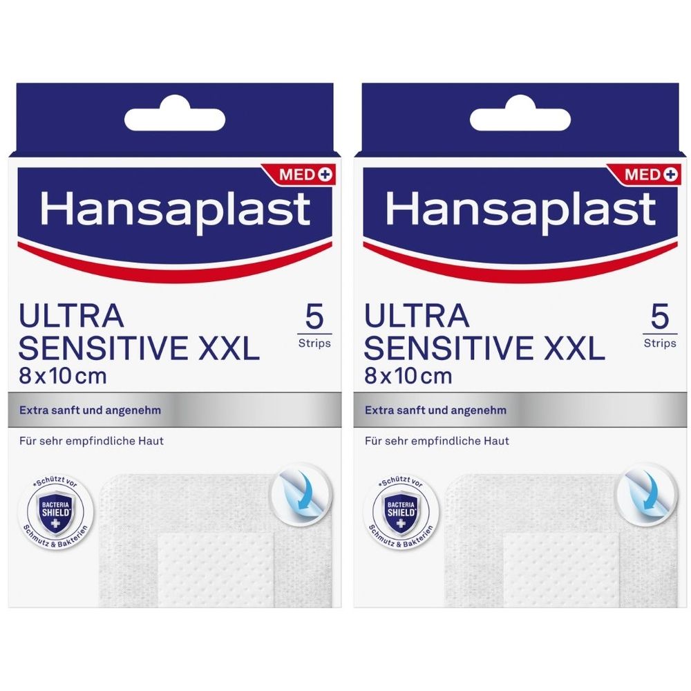 Hansaplast Ultra Sensitive Wundverband 8x10 cm XXL 2x 2x5 St Pflaster