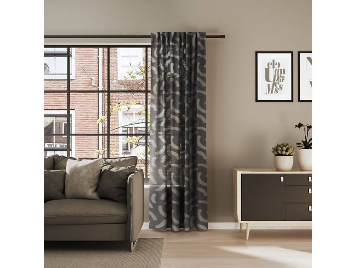 Vorhang NEUTEX FOR YOU CASALI , grau (schwarz), B:153cm H:245cm, Polyester, Gardinen, Vorhang, Allover-Muster aus zeitlosen Halbkreisen