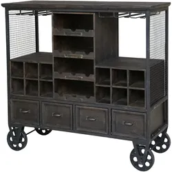 Chic Antique Barwagen Landhaus, 94 x 37 x 91 cm dunkel natur