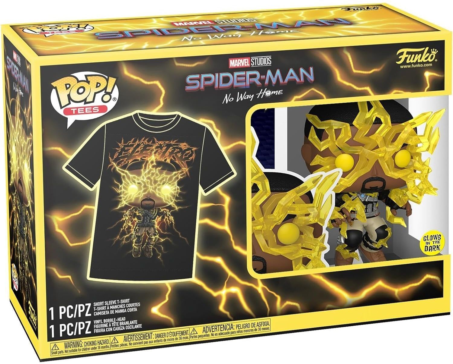 Funko Pop! & Tee Spider-Man NWH Electro Glow in the Dark Large