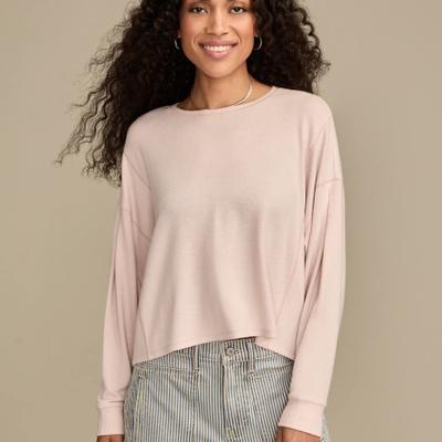 Lucky Brand Cloud Exposed Seam Top - Women's Clothing Tops Tees Shirts in Sepia Rose, Size XL