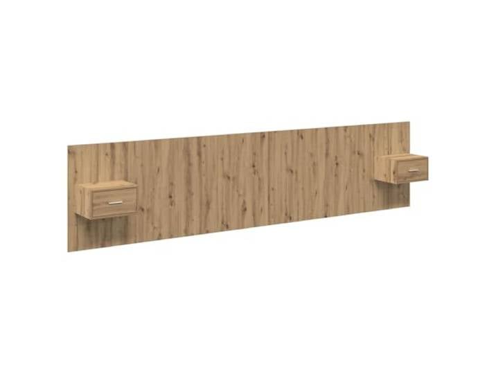 KTHLBRH Kopfteil mit Nachttisch, 3-teilig, Eichenholz, technisches Holz Minimalistisches Design, Wandmontage, Schubladen mit Metallgriffen, glatte Oberfläche, einfache Reinigung