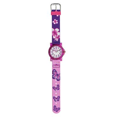 Quarzuhr SCOUT "The IT-Collection", bunt, Armbanduhren, Kinder, Quarzuhr, Armbanduhr, Kinderuhr, Mädchen, Blumen, Schmetterlinge, Geschenk