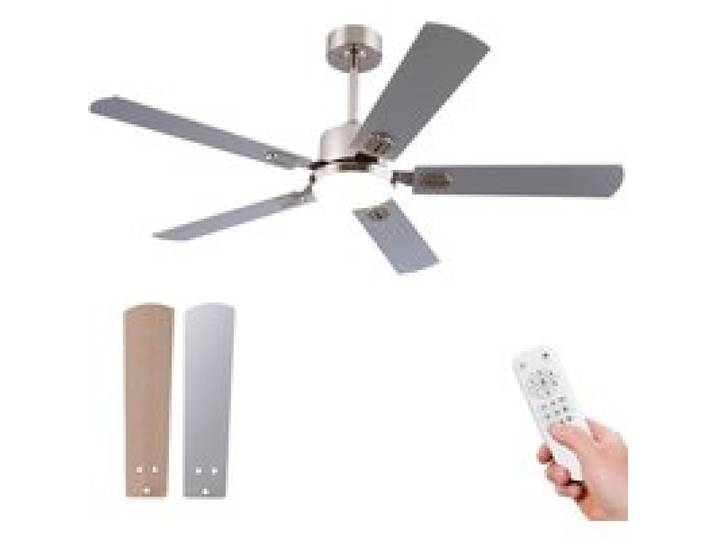 ULEVR Ventilateur de plafond 52 pouces avec LED télécommande 5 pales réversibles métal et bois gris