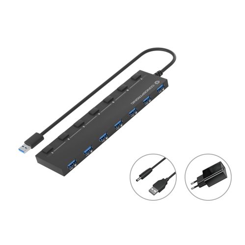 Conceptronic HUBBIES19BP 7-Port-USB 3.0-Hub mit Netzteil