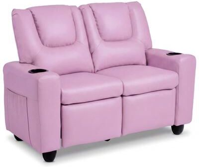 Costway 2-Seater Kids Recliner Double Toddler Sofa Chair with 2 Cup Holders-Pink
