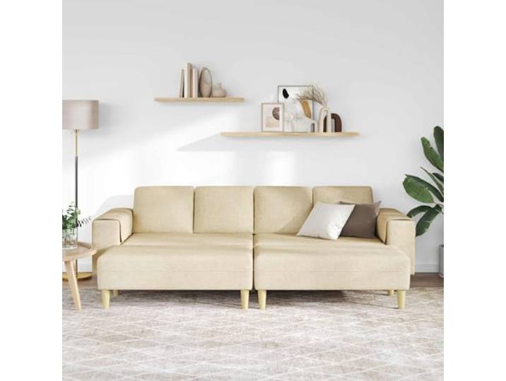 KTHLBRH Sofa 3-teilig, cremefarben, Polyester, mit Sitzsack Komfortabler Schaumstoff, braune Beine, 4-Sitzer, 440 kg, einfache Montage