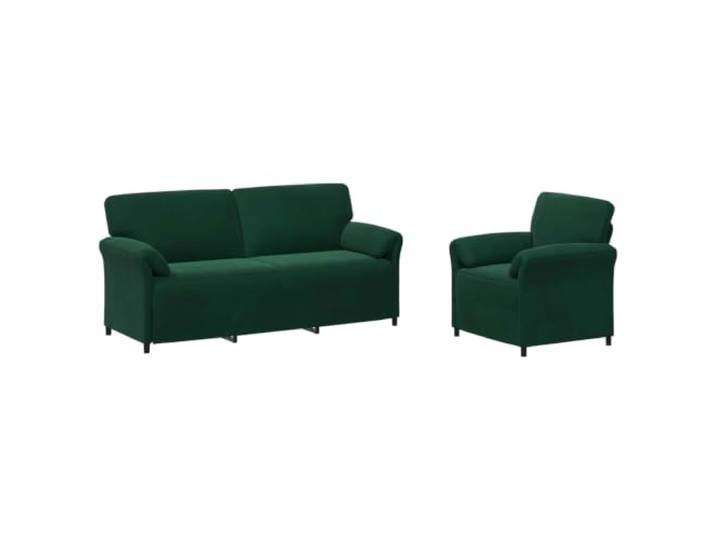Sofa-Set, 2-teilig, Dunkelgrün, Samt, modern, Couch, Metallrahmen Weicher Schaumstoff, gemütliche Rückenlehne, einfache Reinigung mit trockenem Tuch, ohne starke Chemikalien