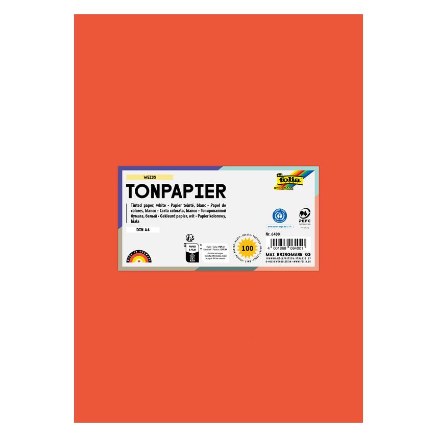 Folia Tonpapier, DIN A4, 130 g/qm, orange (130 g/m²) (6440)