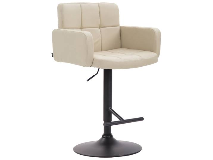 TPFLiving Barhocker Lausanne Gestell schwarz Kunstleder - Creme