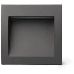 Faro Outdoor LED Wand-Einbauleuchte SEDNA SQ 140, IP65 IK06, 14 x 14cm, 230V AC, 3W 3000K 90lm 70°, dunkelgrau / opal FAR-70148