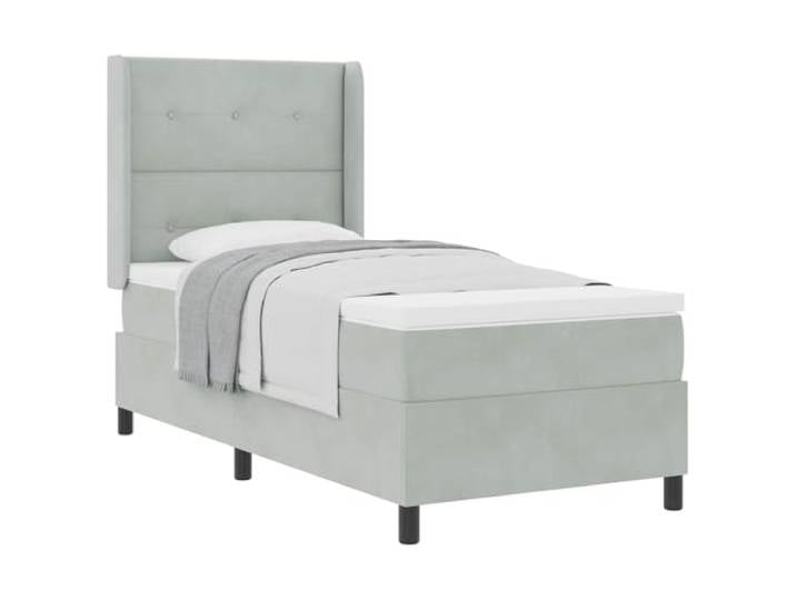 KKgypkn Boxspringbett mit Matratze Hellgrau 100 x 200 cm Samt