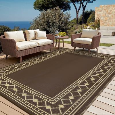 Garvee Modern Bordered Checkered Outdoor Rug