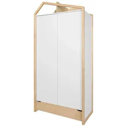BABYKLEIDERSCHRANK 2 Türen Juliette Weiß und Holz