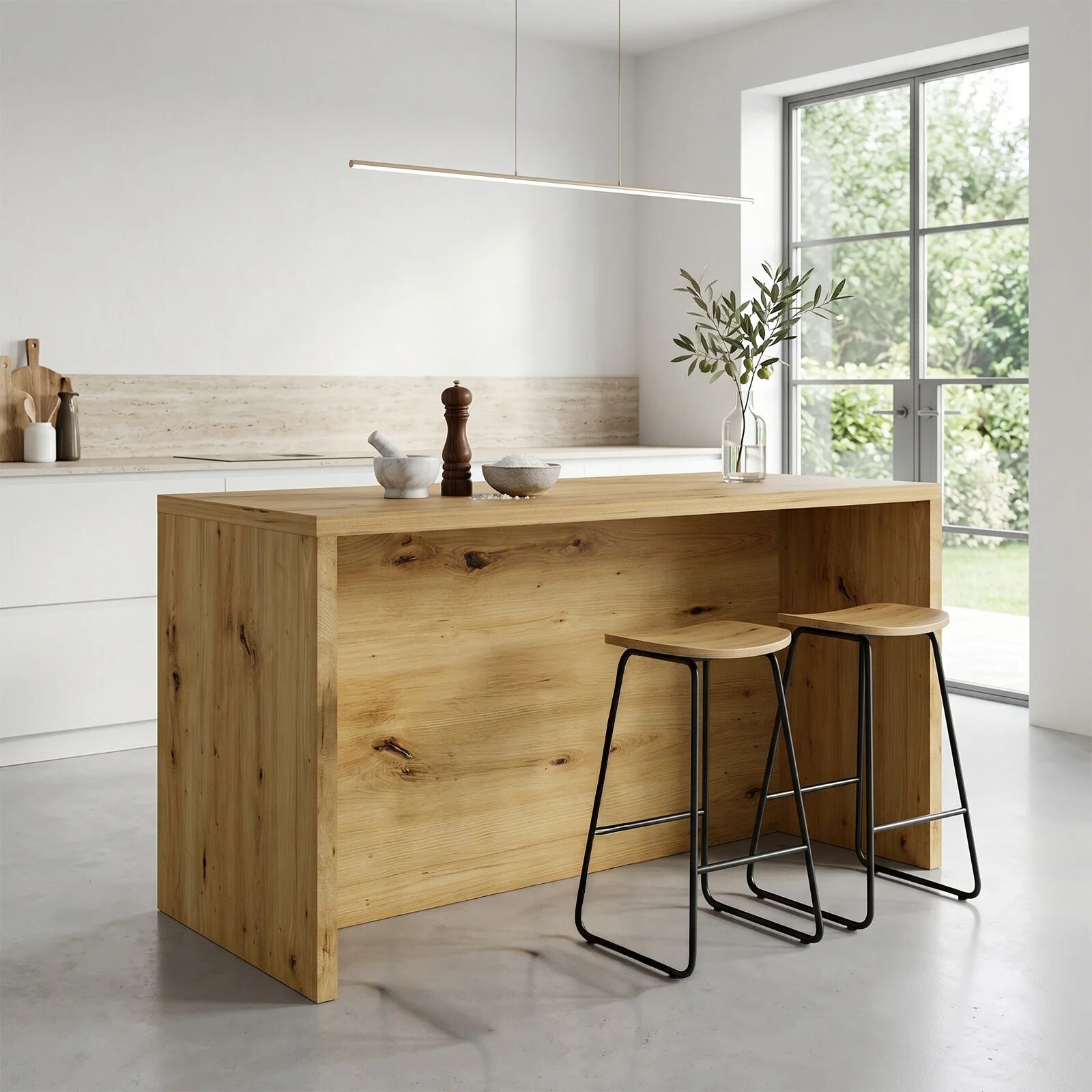 garneroarredamenti Isola cucina centrale 148x80 cm moderna rovere Dalia
