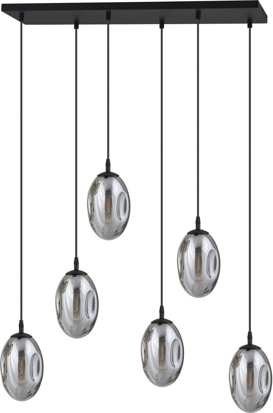Emibig Lighting Kristallamp Astral hanglamp met 6 grijze lampenkappen, model 1266/6, 6xE14 10W