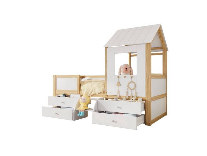 ANYSUN Polsterbett Hausbett mit Dach und Fenster (Set, Bett), Hausbett