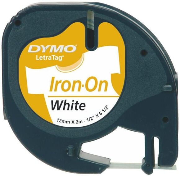 MÃ¤rkband Dymo LetraTag Strykbar (Iron-On), svart/vit, 12mm