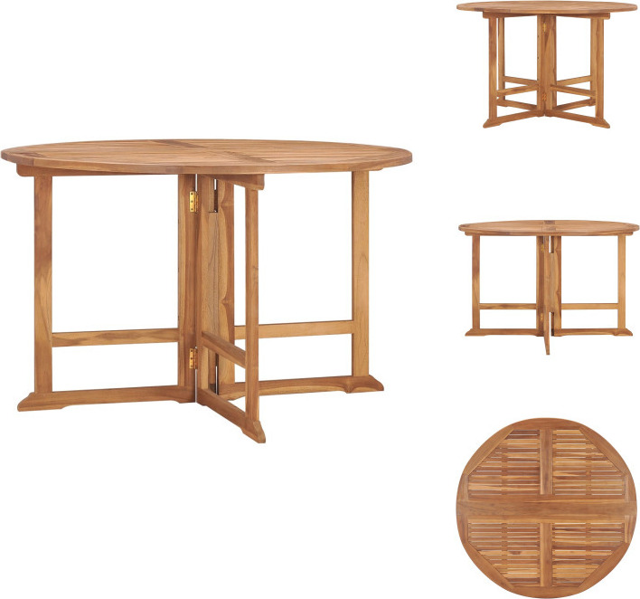 vidaXL Garten-Esstisch Klappbar Ø110x75 cm Massivholz Teak - Gartentische