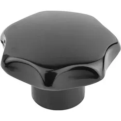 STERNGRIFF ÄHNLICH DIN6336 D=M16, D1=80, H=50, FORM:K MIT GEWINDEBUCHSE, DUROPLAST SCHWARZ HOCHGLANZPOLIERT,