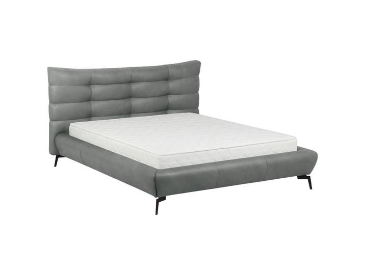 Esposa Polsterbett, Grau, Metall, Echtleder, Semi-Anilinleder, 180x200 cm, Made in EU, Bettkasten, gepolstertes Kopfteil, Lederauswahl, in verschiedenen Größen erhältlich, für Lattenrost geeignet, Schlafzimmer, Betten, Polsterbetten