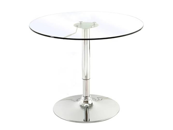 Runden Küchentisch, Höhenverstellbar Klar Rundes Glas Esstisch, Temperiert Glas Runder Esstisch Mit Robustem Silber Chrom-Stabhalterung, Kleiner Runder Tisch Für Kleine Räume Wohnung, Esszi(Size:80cm)