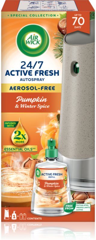 Air Wick Active Fresh Pumpkin & Winter Spice automatischer Lufterfrischer mit Nachfüllpackung 228 ml