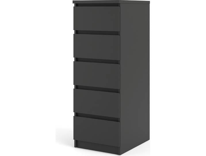 Nada Kommode schmal 5 Schubladen mattschwarz.
