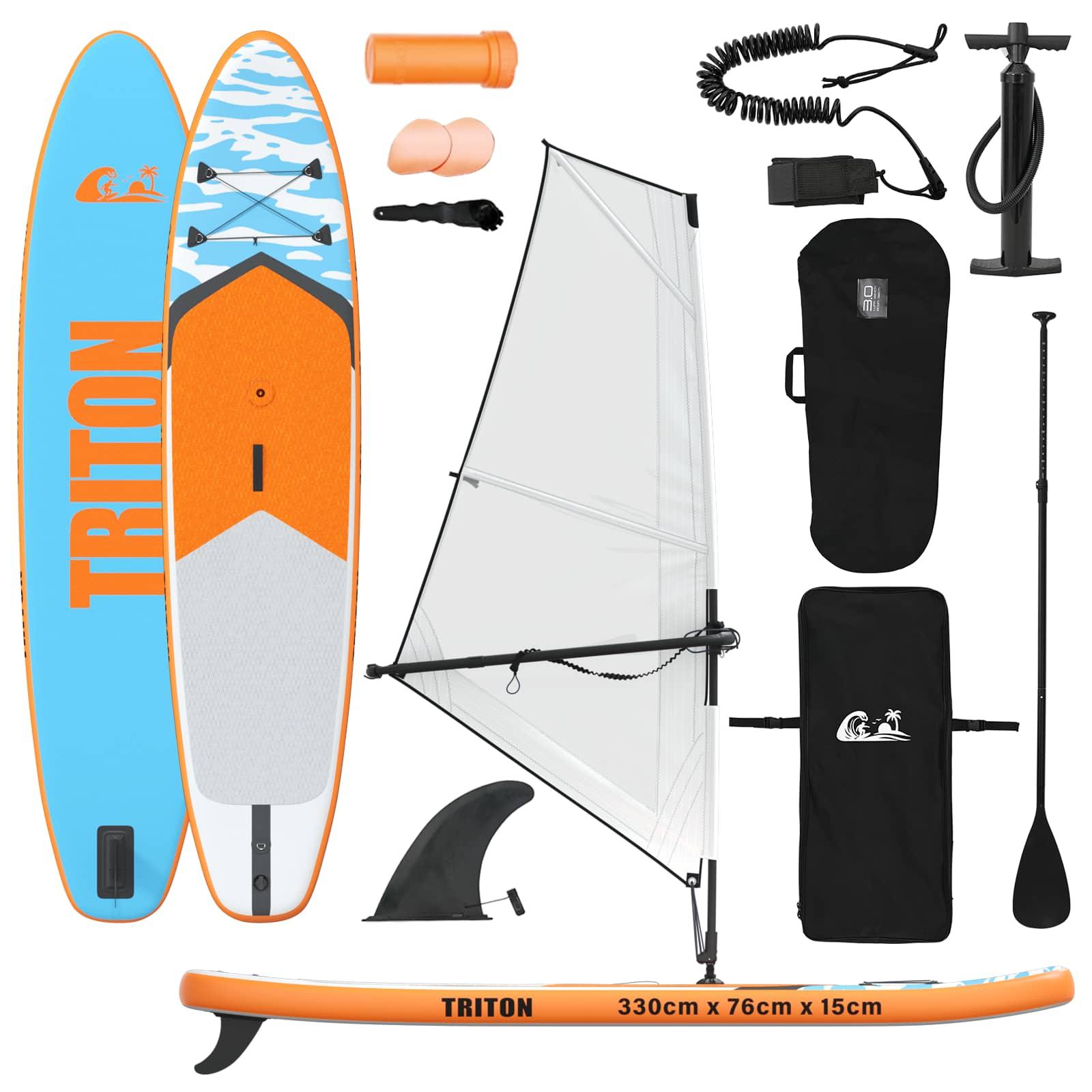 Aufblasbares SUP-Board mit Segel TRITON 330 x 76 x 15 cm Blau