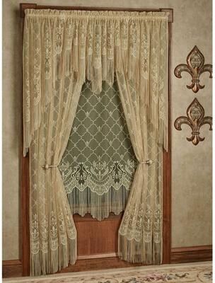 Touch of Class Fleur de Lis Lace Curtain Panel, 56 x 84, Ivory