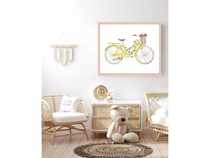 Tableau déco Yellow Bicycle 53 x 63cm Multicolore