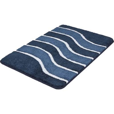Badematte MEUSCH "Lara", blau (navy), H:20mm, Polyester, Badematten, Badematte, Wellen-Design mit flauschigen weißen Akzenten