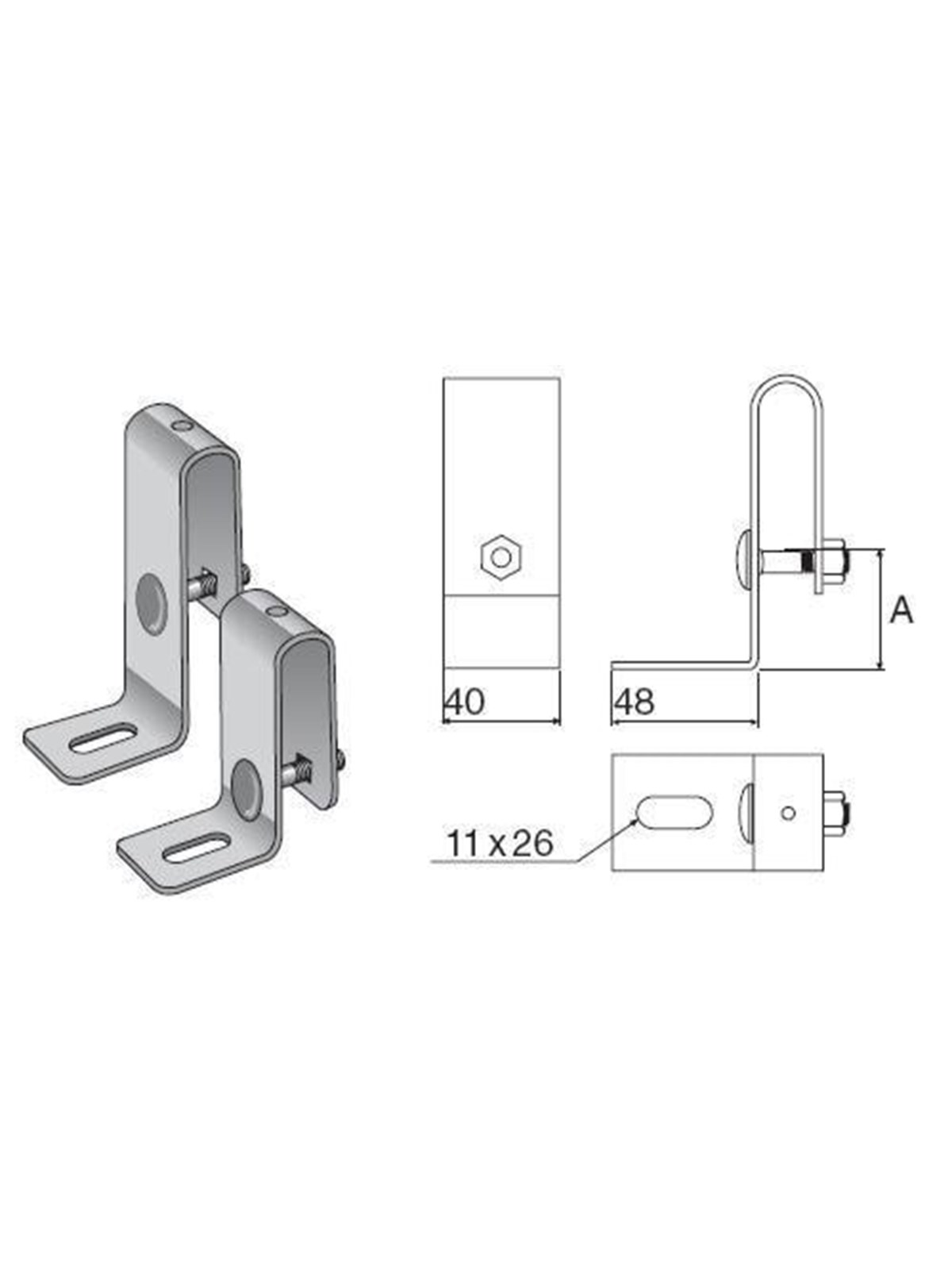 Wibe Wall bracket 11/75 pre-galvanized