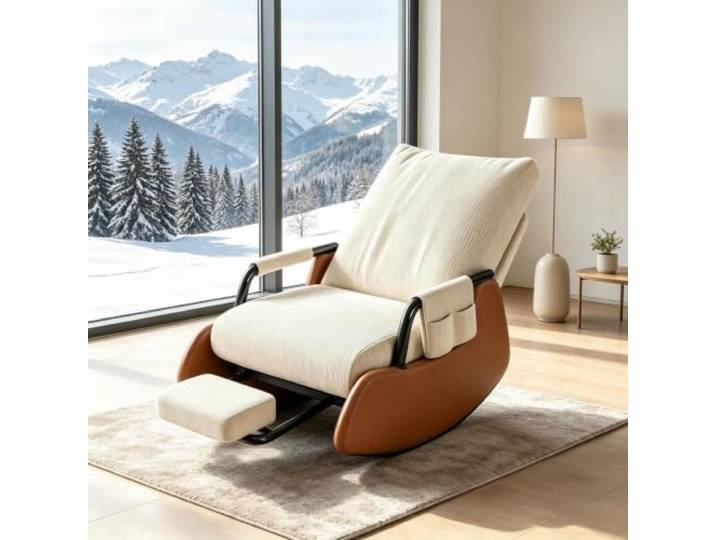 kumamart Schaukelsessel Modern - mit Praktischer Seitentasche Wohnzimmersessel mit harmonischer Wippfunktion und durchdachter Seitenaufbewahrung.