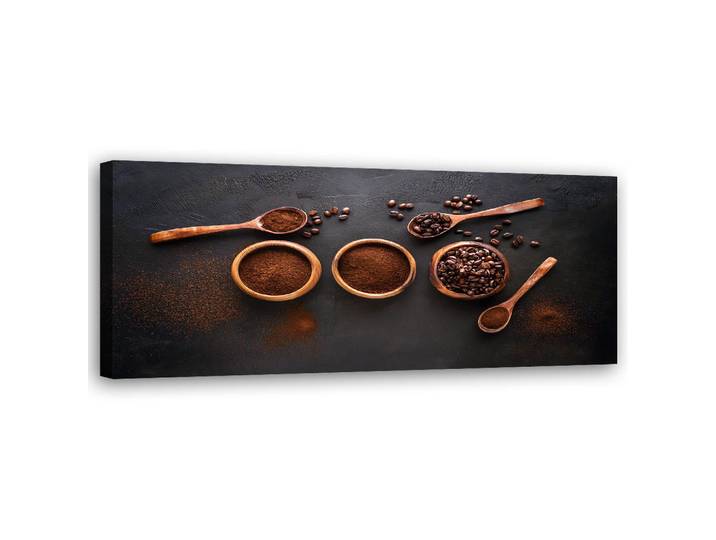 Feeby Wandbild gemahlene kaffeebohnen für die küche, Schwarz, Religion/Spiritualität, Rechteckig, 90x30 cm, Bilder & Rahmen, Bilder, Leinwandbilder