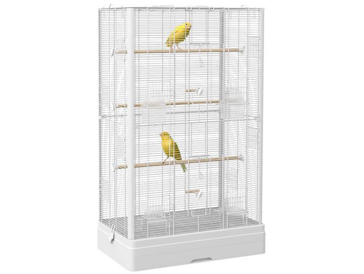 ComfortXL Vogelkäfig De-17825 5 Sitzstangen & 14 Türen für leichten Zugang Weiß, Metall, 36.5x98x61 cm, Dekoration, Gartendeko