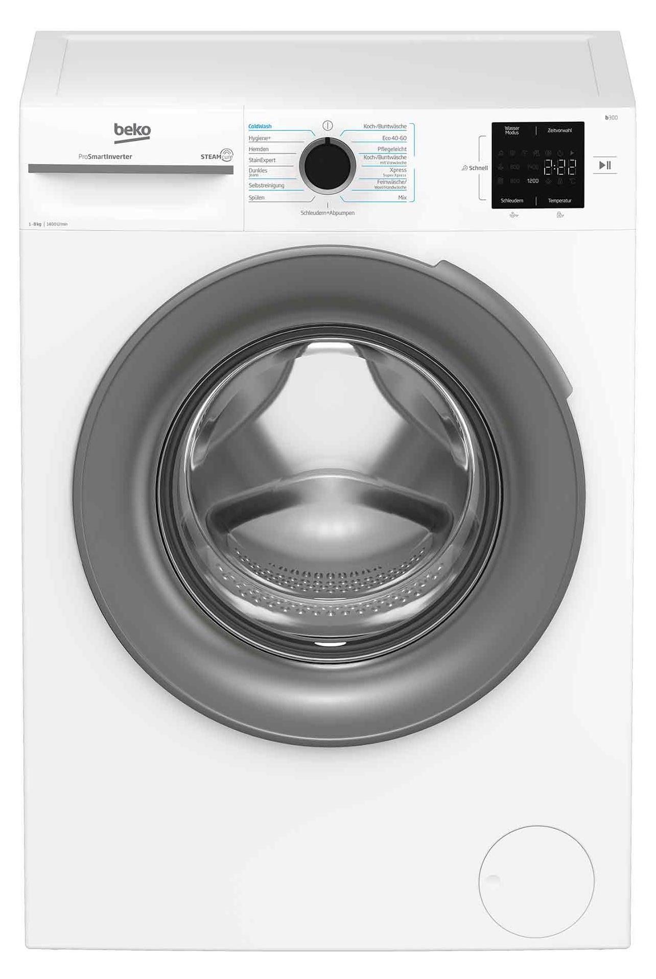 Beko BM3WFU4841W1 Waschmaschine 8kg Hygiene+ Weiß Dampffunktion EnergySpin