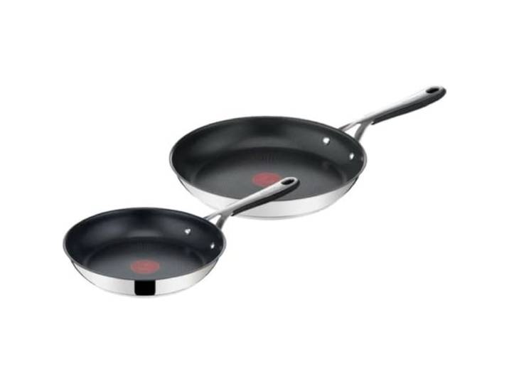 Tefal Jamie Oliver Kitchen Essentials Pfannenset, Bratpfannen, Induktion, Edelstah, Silikongriff (24/28 cm)