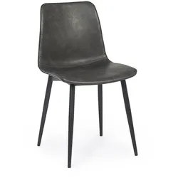 Esszimmerstuhl Kyra, Kunstleder und Metall, modern, anthrazit-schwarz, pflegeleicht