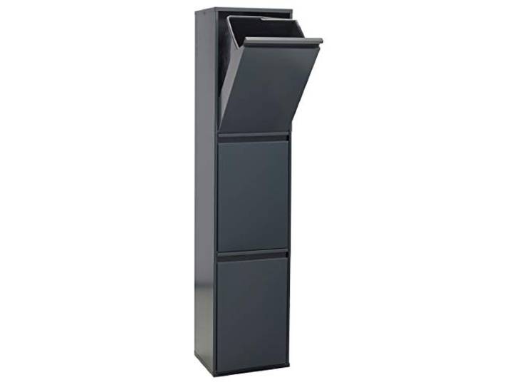 ARREGUI Basic CR304-B Mülltrennsystem aus Stahl 3 Fächer Mülleimer für die Küche 3 Fach Abfalleimer 3x17L (51L) Herausnehmbare Inneneimer + Griff Recycling Schrank Mülltrennung anthrazit