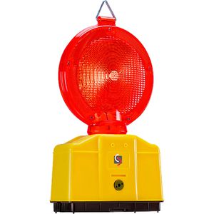 UvV Warnleuchte UVWARN-23, rot, mit 360° LED, mit Batterie, Haltebügel, Dämmerungssensor, Absperrwarnleuchte