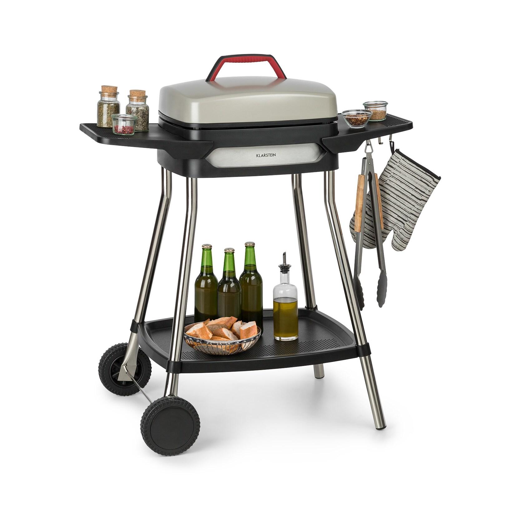 Gatsby Elektrogrill 2000W Antihaft-Grillfläche Seitentische Schwarz/Beige