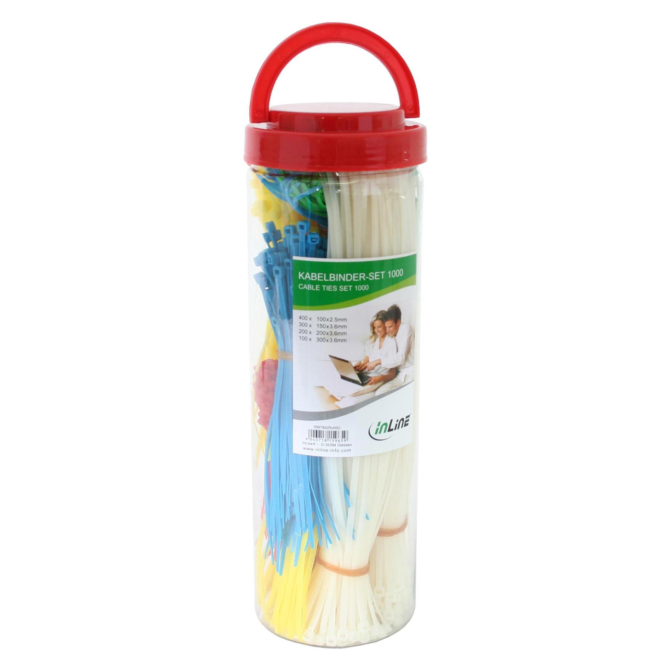 InLine Kabelbinder-Set (Kunststoffkabelbinder, 3.60 mm, 1000 Stk.) (59978A)